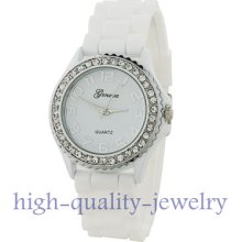 Geneva Classic Gel Silicone Crystal Stone Women/men/girl/boy Quartz Wrist Watch