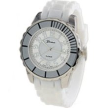 Geneva Colored Glass Mother Of Pearl Jelly Watch-white