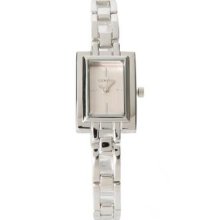 Geneva Ladies Silver Tone Ice Pink Tank Watch