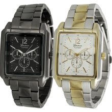 Geneva Platinum Men's Chronograph-style Link Watch (Two-tone)