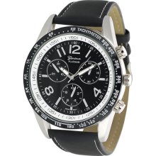 Geneva Platinum Men's Chronograph-style Genuine Leather Watch