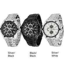 Geneva Platinum Men's Chronograph-style Link Watch (Silver/White)