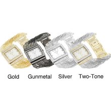 Geneva Platinum Women's Rhinestone Mother Of Pearl Multi-strand Watch