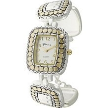 Geneva Platinum Women's Two-tone Textured Toggle Watch