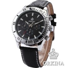 Genuine Orkina Stainless Steel Case 24 Hours Mens Dress Quartz Watch Xmas Gift