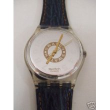 Gk145 Swatch - 1992 Delave Mirror Dial Gold Hands