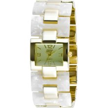 Gruen II Ladies Dress Watch w/GT Rectangle Case, Champagne Dial and Bone Bracelet Band