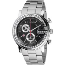 Gucci Chrono Mens Watch Diamond Bezel Ya101324 $4395 Msrp