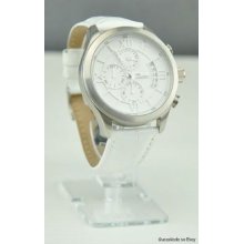 Guess Men Watch White Leather Luxury Multifunction U12637g2 Usa