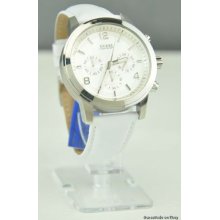 Guess Watch Men Leather White Leather Multifunction