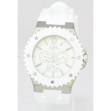 Guess Women's Masculine Sport U11570g3 White Rubber Analog Watch