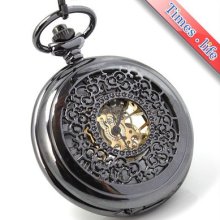 Hand Mechanical Pocket Watch Mens Skeleton Vintage Gift