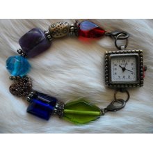 Handmade Interchangeable Beaded Bracelet-Watch ('brass')