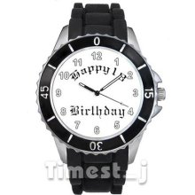 Happy 18 Birthday Mens Ladies Black Jelly Silicone Band Quartz Wrist Watch S996e