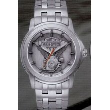 Harley Davidson Collection Men`s Stainless Steel Watch W/ Engine & Logo