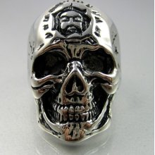 Heavy Huge Biker Black Silver Stainless Steel Skull Ring