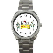 Hello Kitty 1 Unisex Silver-Tone Sports Metal Watch 14