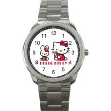 Hello Kitty 1 Unisex Silver-Tone Sports Metal Watch 02