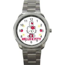 Hello Kitty 1 Unisex Silver-Tone Sports Metal Watch 08