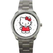 Hello Kitty Sport Metal Watch IwB605 - Stainless Steel - Gray - cartoon