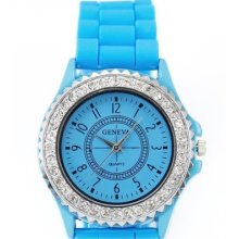 Hot Classical Crystal Colors Jelly Silicone Lady Girls Casual Sport Wrist Watch