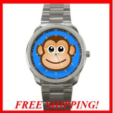 Hot Item Happy Monkey Face Art Mens Sport Metal Watch Watches Citizen