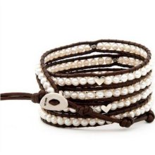 Hot Sell pearl silver heart beads 5 wrap bracelet 925s clasp CL-09