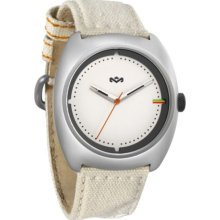 House of Marley Mens Transport Analog Stainless Watch - White Canvas Strap - White Dial - WM-JA001-DB