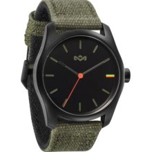 House of Marley Mens Fluid Analog Stainless Watch - Greem Canvas Strap - Black Dial - WM-JA002-MT