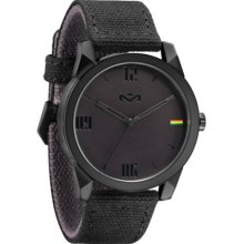 House of Marley Mens Billet Analog Stainless Watch - Black Canvas Strap - Black Dial - WM-JA005-PS