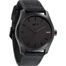 House of Marley Mens Fluid Analog Stainless Watch - Black Canvas Strap - Black Dial - WM-JA002-PS