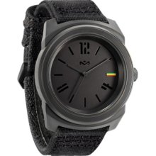 House of Marley Mens Capsule Analog Stainless Watch - Black Canvas Strap - Black Dial - WM-JA006-PS