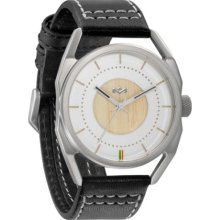 House of Marley Unisex Martial Analog Stainless Watch - Black Leather Strap - White Dial - WM-FA003-IO