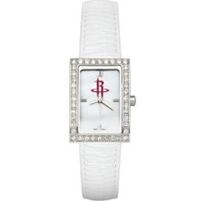 HOUSTON ROCKETS LADIES ALLURE WATCH WHITE LEATHER STRAP