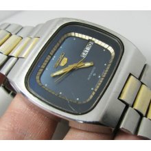 Huge Rare Vintage Seiko 5 6309 Tv Dial Automatic 2 Tone Gents.