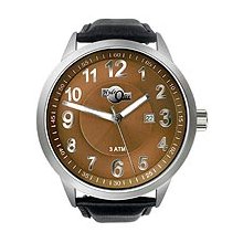 HydrOlix 3-Hand Black Leather/Brown Dial Unisex watch #XA00225