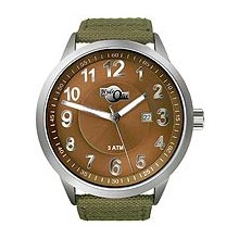 HydrOlix 3-Hand Green Web Fabric/Brown Dial Unisex watch #XA00210