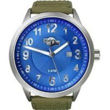 HydrOlix 3-Hand Green Web Fabric/Blue Dial Unisex watch