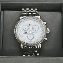 In Box Michele Csx Stainless Steel Chronograph Watch With Diamond Bezel