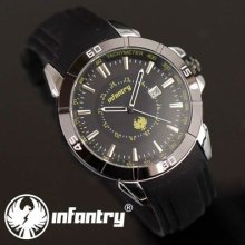 Infantry Army Casual Black Silicone Rubber Quartz Analog Mens Sport Wrist Watch