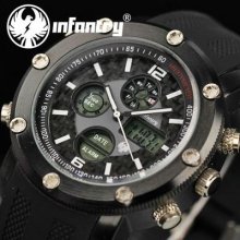 Infantry Digital Analog Military Sport Mens Wrist Watch Chronograph Black Rubber