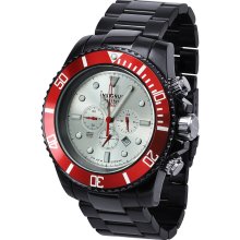 Insignum Tornado Black IP Silver Dial Red Bezel Chronograph Watch