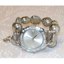 Interchangeable Watch Band - Fashionable Silver Petite Style - Interchangeable Watch, Chunky Beaded , Chunky Watch, Chunky Bead Watch