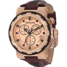 Invicta 11235 Men's Reserve Leather Band Rose Gold Dial Watch