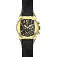 Invicta 13692 Lupah Quartz Chronograph Black Dial Gold Black Leather