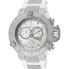 Invicta 1384 Men's Subaqua Noma Iii White Rubber Strap Silver Dial Chrono Watch