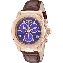 Invicta 1724 Pro Diver Chronograph Blue Dial Brown Leather Strap Menâ€™s Watch