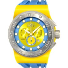 Invicta Men's Akula Chronograph Stainless Steel Case Rubber Bracelet Blue and Yellow Dial 12321