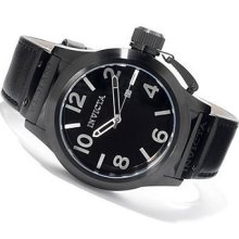 Invicta Men's Black Dial Black Genuine Leather Watch ...