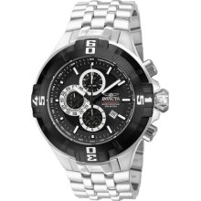 Invicta Men's Chronograph Stainless Steel Case and Bracelet Black Dial Black Tone Bezel 12364